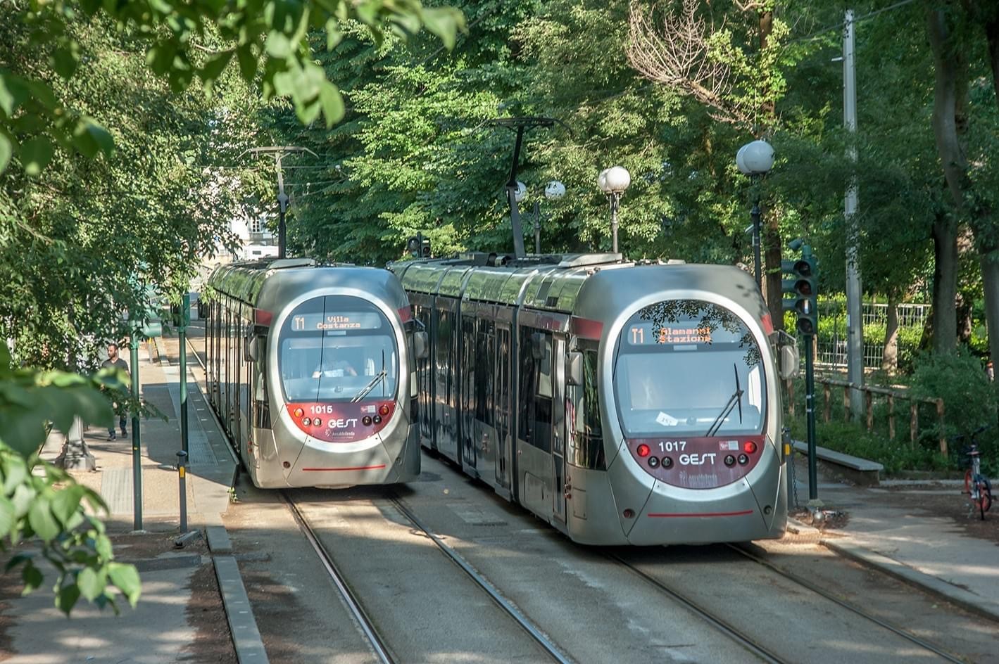 due tram di Firenze nel parco delle Cascine